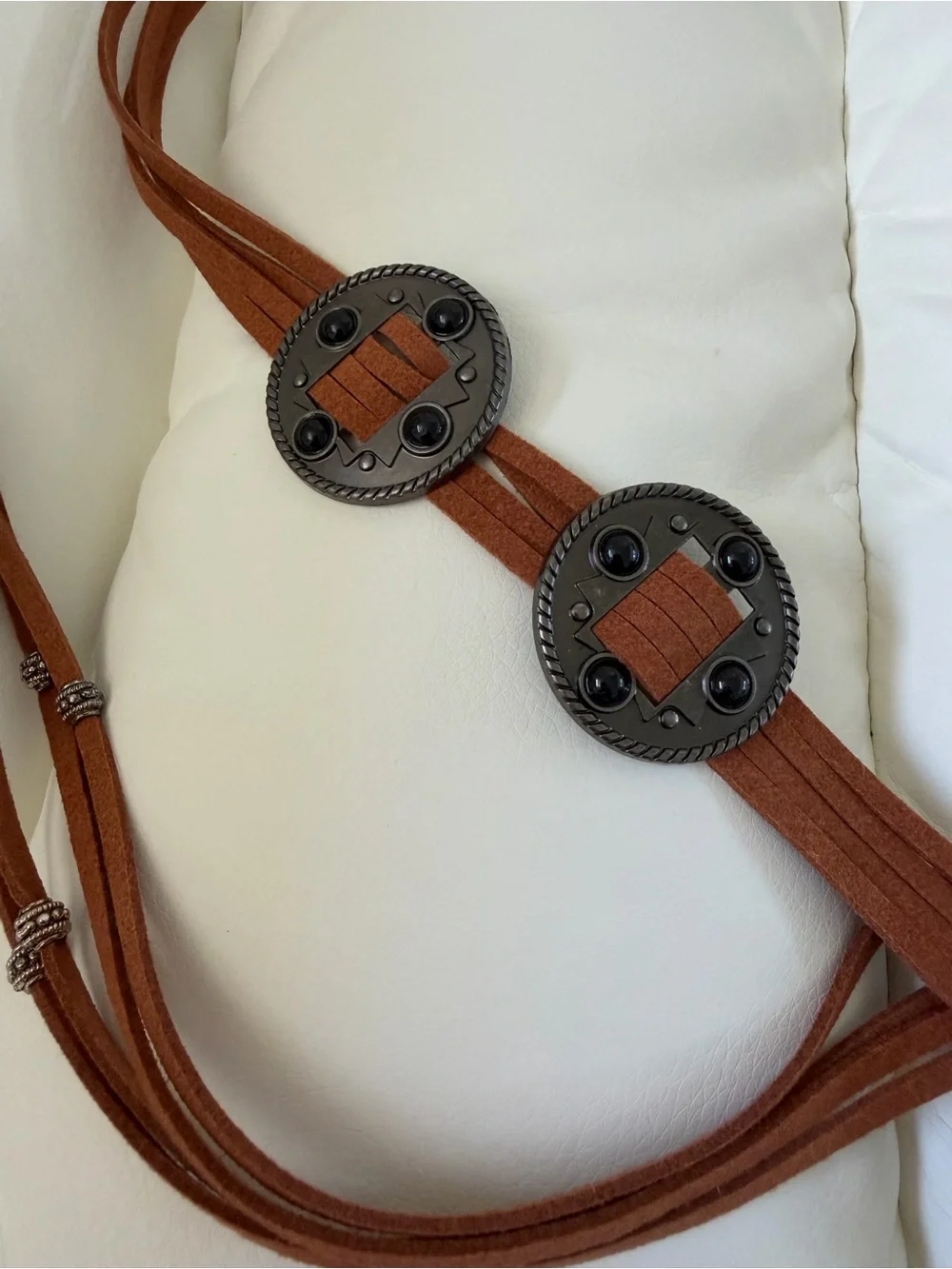 Sash Belt BohoTassel Waistband Western Knotted Fringed Round-Metal Waist Belt